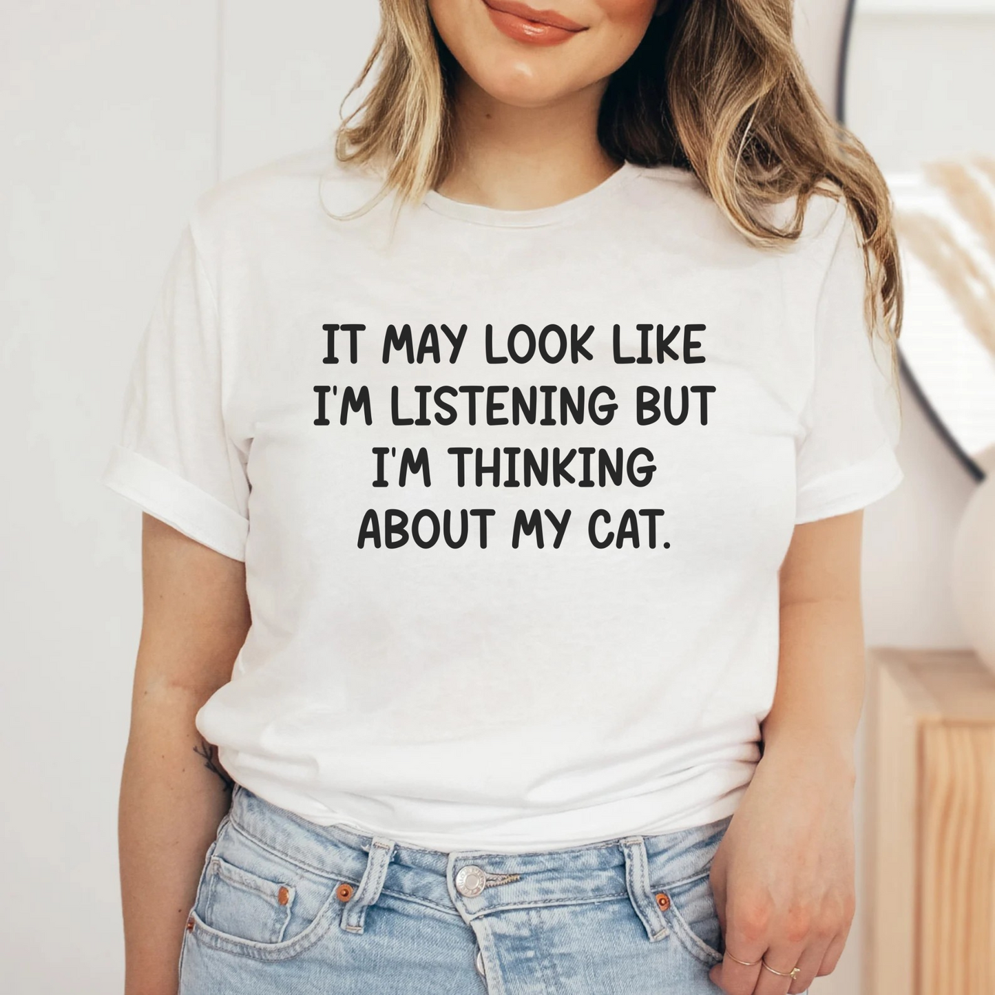 T-shirt Unisex "I'm thinking about my cat"