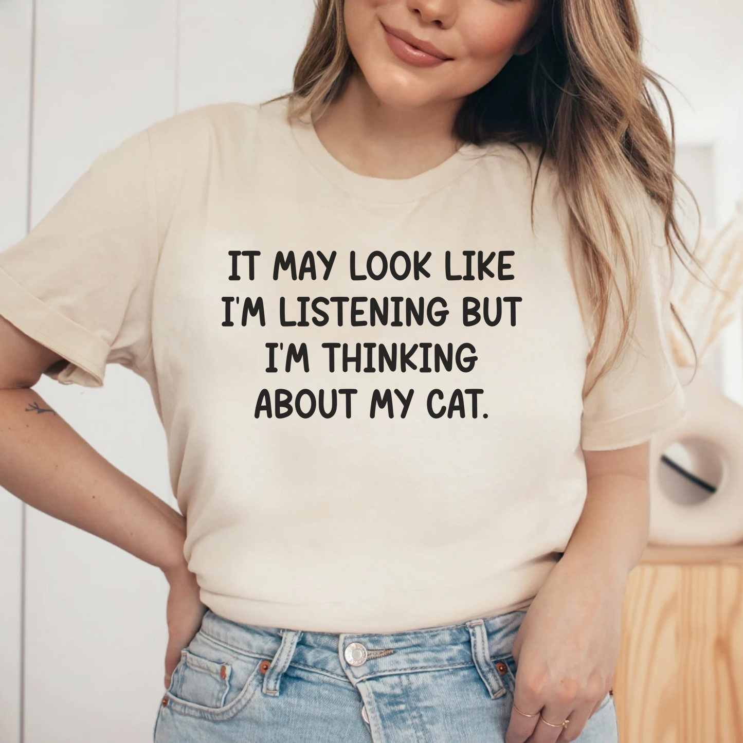 T-shirt Unisex "I'm thinking about my cat"