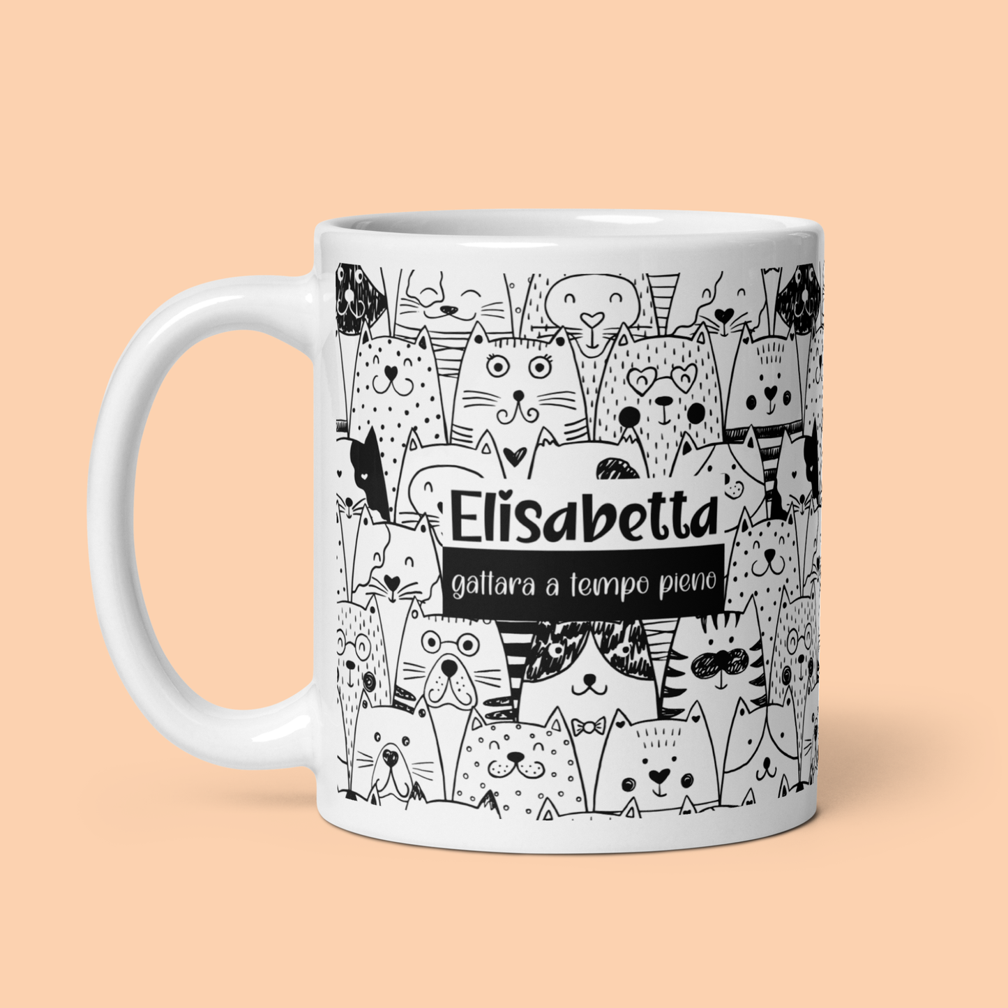 Tazza Personalizzata “Gattaro/a a tempo pieno”