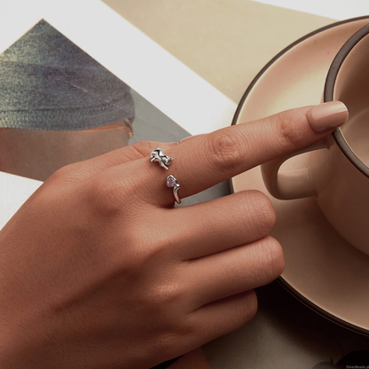 Anello "Pink Heart" in zircone rosa e argento S925