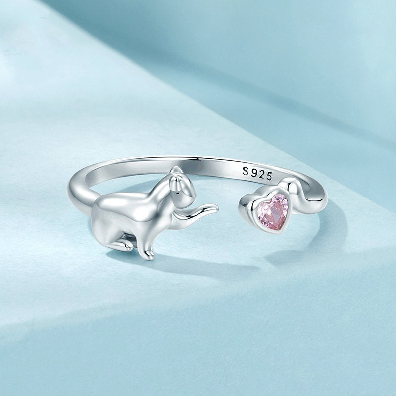 Anello "Pink Heart" in zircone rosa e argento S925