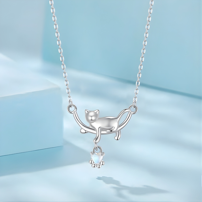 Collana "Gatto Con Pietra Di Luna" in argento S925
