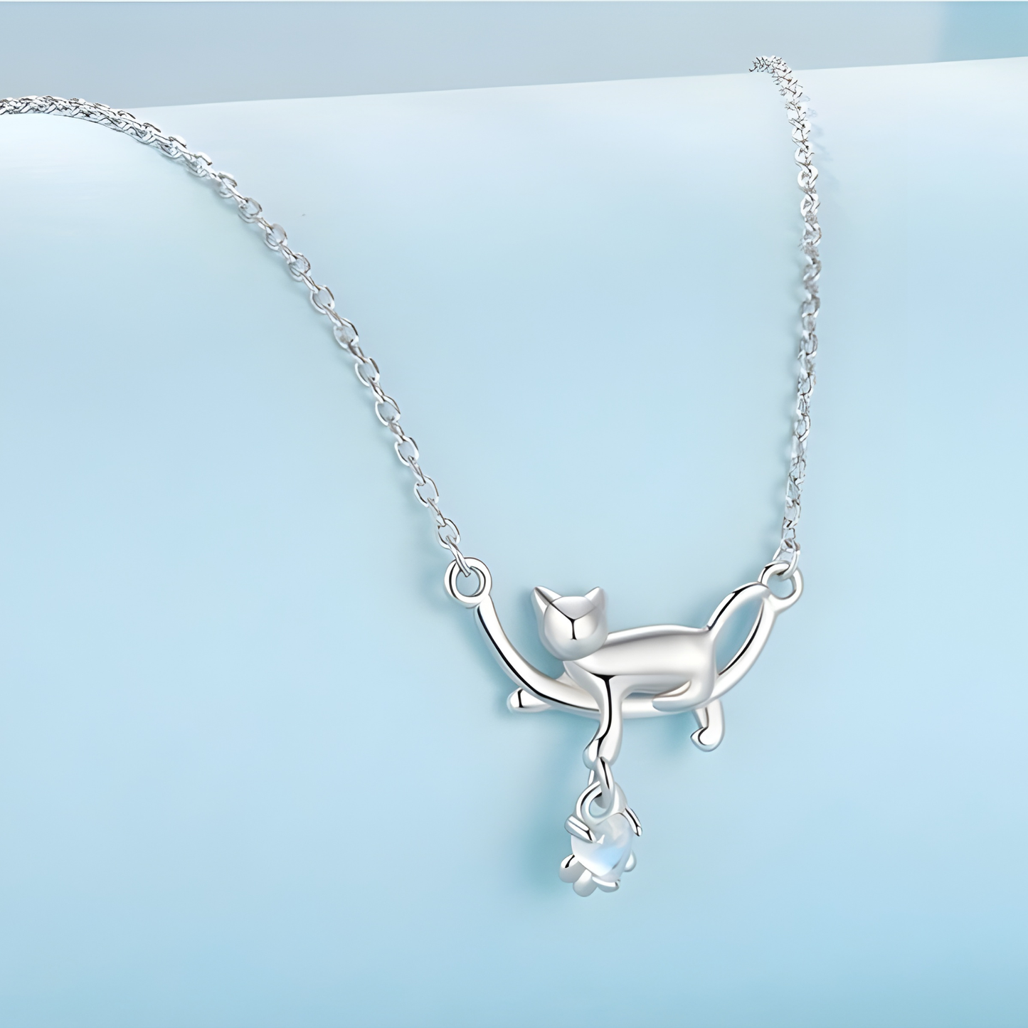 Collana "Gatto Con Pietra Di Luna" in argento S925