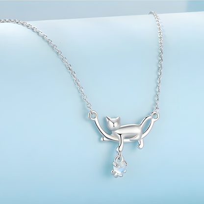 Collana "Gatto Con Pietra Di Luna" in argento S925