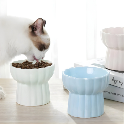 Ciotola Rialzata in Ceramica Effetto Petalo