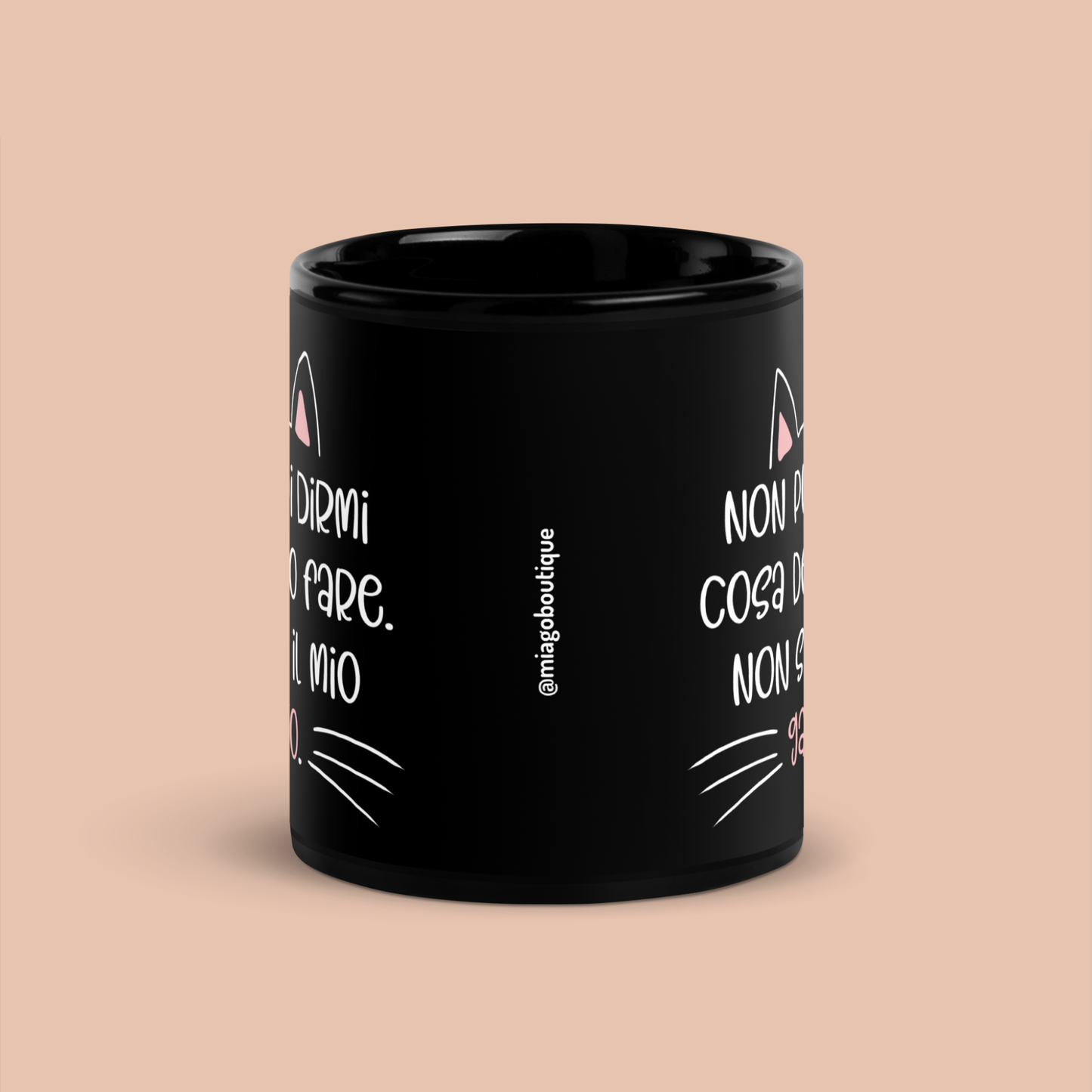 Tazza Nera "Non Sei Il Mio Gatto"