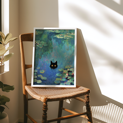 "Cat among the water lilies" Poster