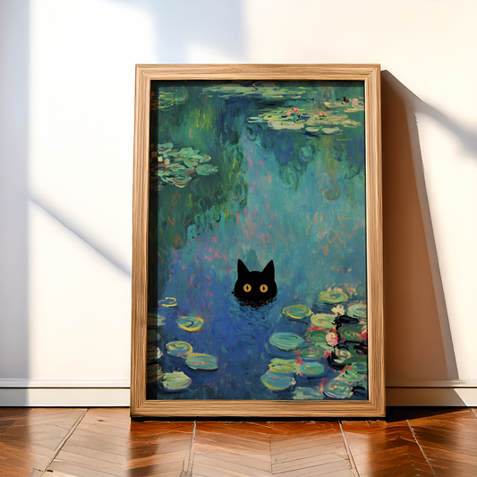 Poster "Gatto tra le ninfee"
