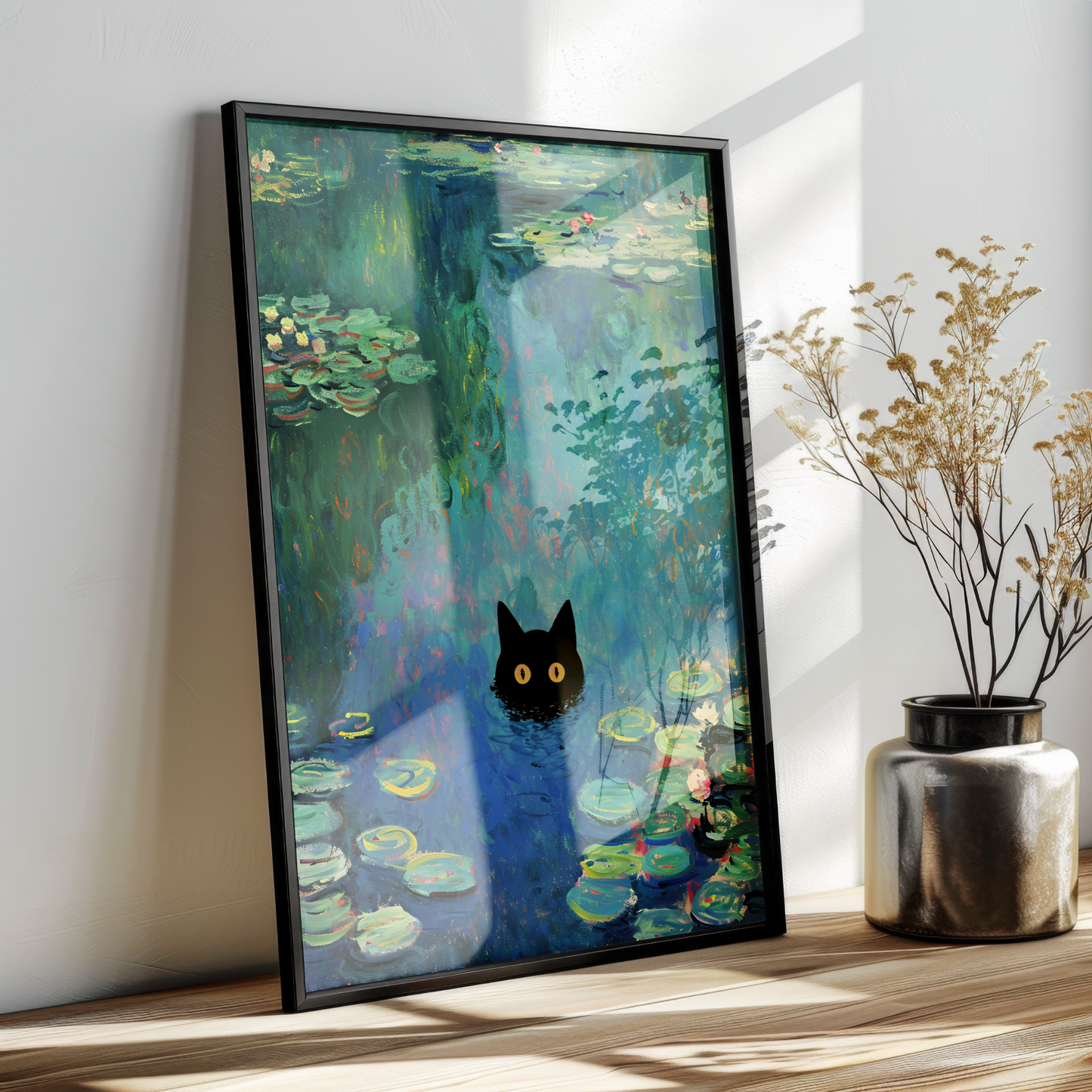 "Cat among the water lilies" Poster