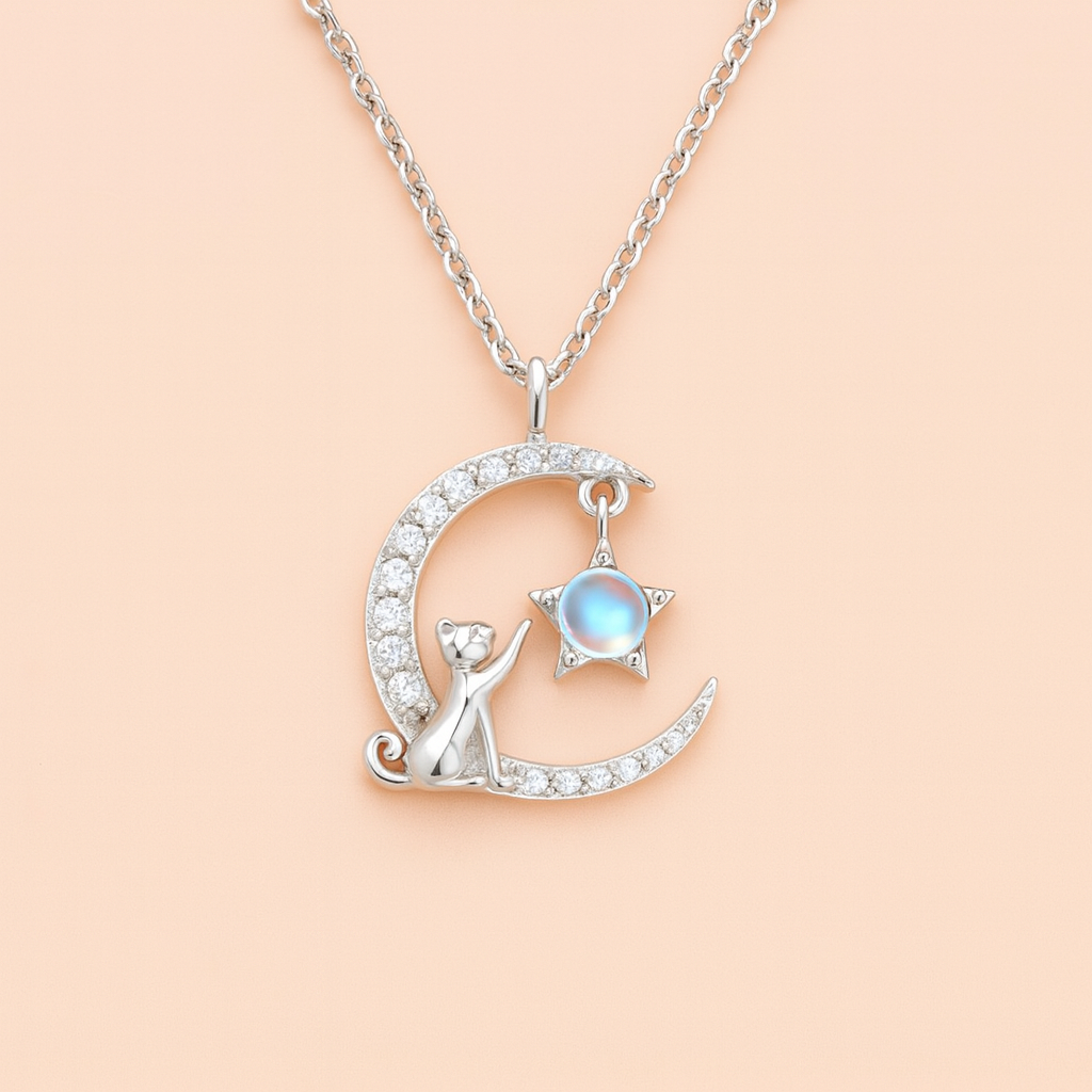 Collana "Gatto Tra Le Stelle" in argento S925 e zirconi