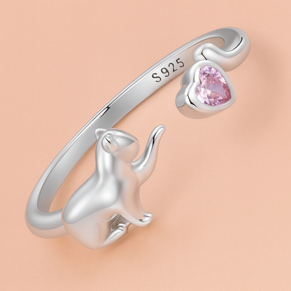 Anello "Pink Heart" in zircone rosa e argento S925