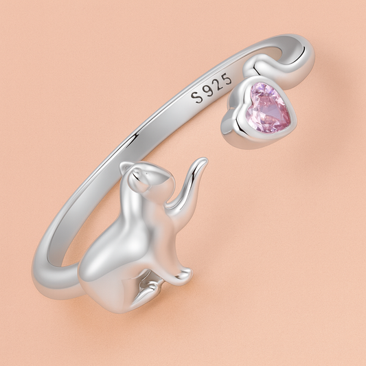Anello "Pink Heart" in zircone rosa e argento S925