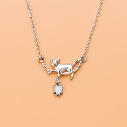 Collana "Gatto Con Pietra Di Luna" in argento S925