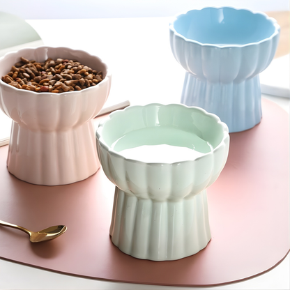 Ciotola Rialzata in Ceramica Effetto Petalo