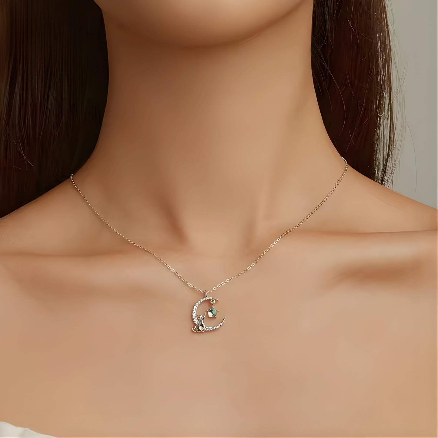 Collana "Gatto Tra Le Stelle" in argento S925 e zirconi