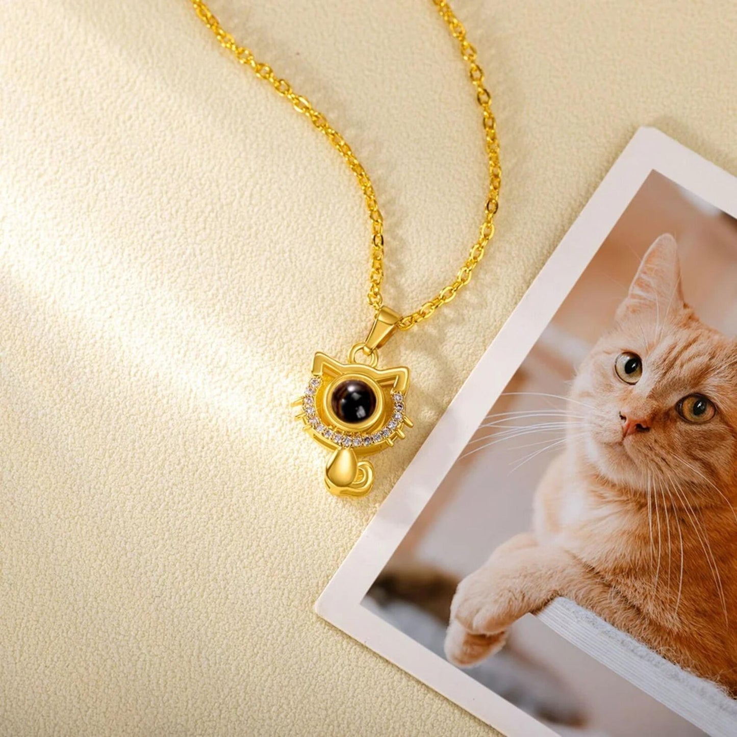 Collana "Micio Ricordo" con Proiezione Foto in argento S925