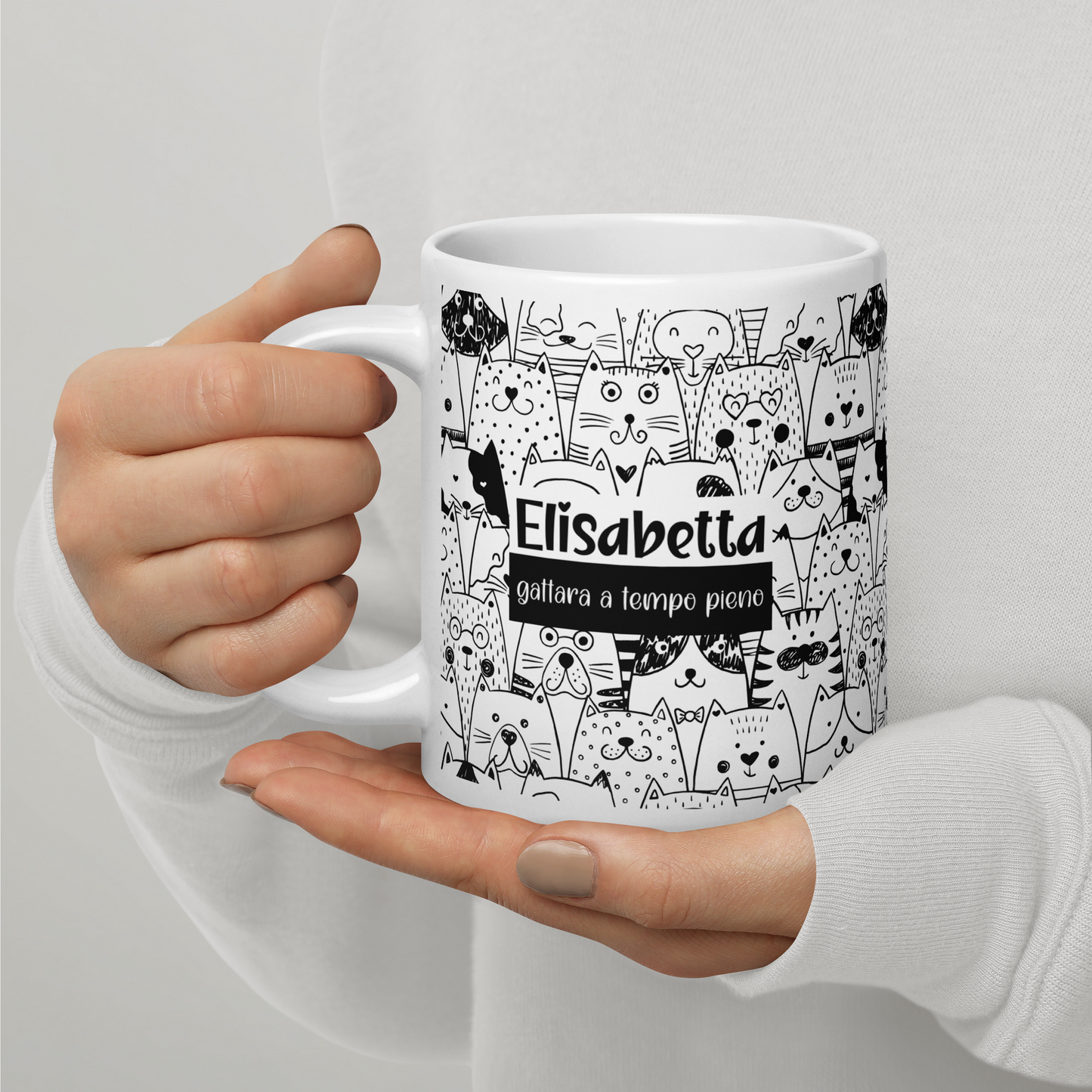 Tazza Personalizzata “Gattaro/a a tempo pieno”